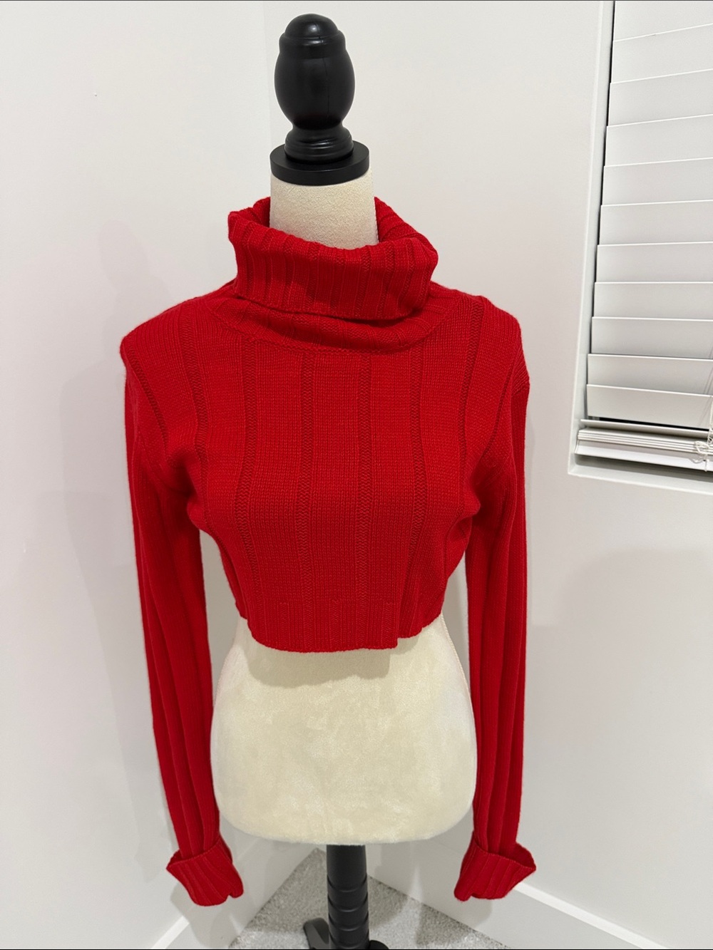 Hera Collection Red Cropped Turtleneck Sweater